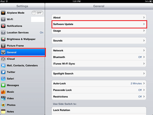 iOS Settings, Software Update